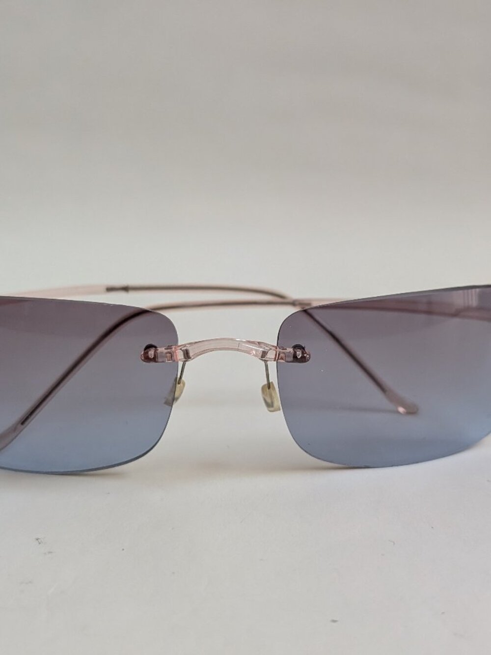 NWT Vintage 90's Large Rectangle Rimless Sport Sunglasses (Crystal Pink)